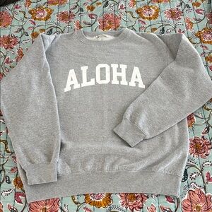 Mahina ALOHA Crewneck Sweatshirt in Light Grey O/S